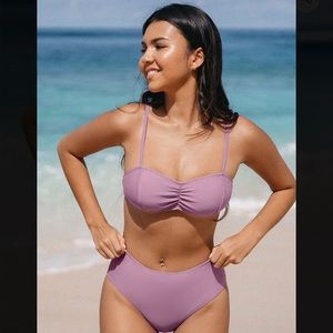 Saint Tropez Cinched Bandeau and High Waist Bikini Set NWT XL